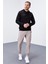 Siyah Kanguru Cep Standart Kalıp Kapüşonlu Erkek Sweatshirt - 87883 2