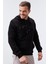 Siyah Kanguru Cep Standart Kalıp Kapüşonlu Erkek Sweatshirt - 87883 6