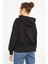 Siyah Beli Büzgülü Kapüşonlu Kadın Oversize Sweatshirt - 97159 7