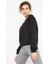 Siyah Pensli O Yaka Kadın Oversize Sweatshirt - 97165 3