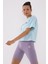 Açık Mavi Yazı Baskılı Kısa O Yaka Kadın Oversize T-Shirt - 97135 3