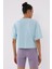 Açık Mavi Yazı Baskılı Kısa O Yaka Kadın Oversize T-Shirt - 97135 7