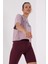 Gül Kurusu Asimetrik Yazı Baskılı O Yaka Kadın Oversize T-Shirt - 97136 1