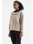 Koyu Bej Kadın Kapüşonlu Kanguru Cep Kadın Oversize Sweatshirt - 97161 2
