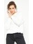 Ekru Yazı Nakışlı Kapüşonlu Basic Kadın Oversize Sweatshirt - 97164 1