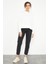 Ekru Yazı Nakışlı Kapüşonlu Basic Kadın Oversize Sweatshirt - 97164 4