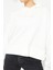 Ekru Yazı Nakışlı Kapüşonlu Basic Kadın Oversize Sweatshirt - 97164 8