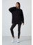 Siyah Balon Kol Yazı Nakışlı Kadın Oversize Tunik Sweatshirt - 97163 2