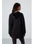 Siyah Balon Kol Yazı Nakışlı Kadın Oversize Tunik Sweatshirt - 97163 6