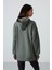 Çağla Balon Kol Yazı Nakışlı Kadın Oversize Tunik Sweatshirt - 97163 6