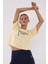 Açık Sarı Yazı Baskılı Kısa O Yaka Kadın Oversize T-Shirt - 97135 3