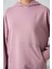 Gül Kurusu Balon Kol Yazı Nakışlı Kadın Oversize Tunik Sweatshirt - 97163 3