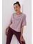 Gül Kurusu Yazı Baskılı Kısa O Yaka Kadın Oversize T-Shirt - 97135 1