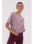 Gül Kurusu Yazı Baskılı Kısa O Yaka Kadın Oversize T-Shirt - 97135 3