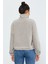 Koyu Bej Yarım Fermuar Etek Ucu Büzgülü Kadın Polar Oversize Sweatshirt - 97171 7