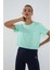 Mint Yeşili Basic Kısa Kol Standart Kalıp O Yaka Kadın Crop Top T-Shirt - 97143 3