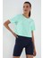 Mint Yeşili Basic Kısa Kol Standart Kalıp O Yaka Kadın Crop Top T-Shirt - 97143 5