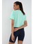 Mint Yeşili Basic Kısa Kol Standart Kalıp O Yaka Kadın Crop Top T-Shirt - 97143 6