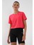 Fuşya Basic Kısa Kol Standart Kalıp O Yaka Kadın Crop Top T-Shirt - 97143 5