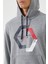 Gri Melanj Geometrik Baskılı Standart Kalıp Kapüşonlu Erkek Sweatshirt - 87870 5