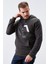 Haki Geometrik Baskılı Standart Kalıp Kapüşonlu Erkek Sweatshirt - 87870 1