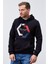 Lacivert Geometrik Baskılı Standart Kalıp Kapüşonlu Erkek Sweatshirt - 87870 5