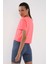 Neon Pembe Basic Kısa Kol Standart Kalıp O Yaka Kadın Crop Top T-Shirt - 97143 4