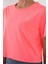 Neon Pembe Basic Kısa Kol Standart Kalıp O Yaka Kadın Crop Top T-Shirt - 97143 8