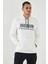 Ekru Nakışlı Kanguru Cep Standart Kalıp Kapüşonlu Erkek Sweatshirt - 87839 1