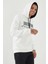 Ekru Nakışlı Kanguru Cep Standart Kalıp Kapüşonlu Erkek Sweatshirt - 87839 6