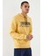 Hardal Nakışlı Kanguru Cep Standart Kalıp Kapüşonlu Erkek Sweatshirt - 87839 6