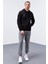 Siyah Nakışlı Kanguru Cep Standart Kalıp Kapüşonlu Erkek Sweatshirt - 87839 2