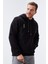 Siyah Nakışlı Kanguru Cep Standart Kalıp Kapüşonlu Erkek Sweatshirt - 87839 5