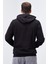 Siyah Nakışlı Kanguru Cep Standart Kalıp Kapüşonlu Erkek Sweatshirt - 87839 7