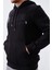Siyah Nakışlı Kanguru Cep Standart Kalıp Kapüşonlu Erkek Sweatshirt - 87839 8