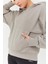 Koyu Bej Balon Kol Kapüşonlu Kadın Oversize Sweatshirt - 97156 8