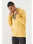 Hardal Yazı Nakışlı Standart Kalıp Kapüşonlu Erkek Sweatshirt - 87887 3