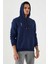 İndigo Nakışlı Kanguru Cep Standart Kalıp Kapüşonlu Erkek Sweatshirt - 87839 1