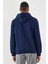 İndigo Nakışlı Kanguru Cep Standart Kalıp Kapüşonlu Erkek Sweatshirt - 87839 3