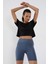 Siyah Basic Kısa Kol Standart Kalıp O Yaka Kadın Crop Top T-Shirt - 97143 4