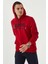 Kırmızı Nakışlı Kanguru Cep Standart Kalıp Kapüşonlu Erkek Sweatshirt - 87839 5
