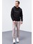 Siyah Yazı Nakışlı Standart Kalıp Kapüşonlu Erkek Sweatshirt - 87887 2