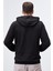 Siyah Yazı Nakışlı Standart Kalıp Kapüşonlu Erkek Sweatshirt - 87887 7