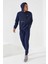 İndigo Kamuflaj Desen Baskılı Standart Kalıp Kapüşonlu Erkek Sweatshirt - 87884 2