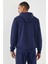 İndigo Kamuflaj Desen Baskılı Standart Kalıp Kapüşonlu Erkek Sweatshirt - 87884 3