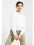 Ekru Basic Rahat Form O Yaka Kadın Sweatshirt - 97114 1
