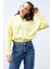 Limon Kapüşonlu Yarım Fermuar Selanik Kadın Oversize Triko Crop Top Sweathirt - 97193 1