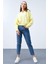 Limon Kapüşonlu Yarım Fermuar Selanik Kadın Oversize Triko Crop Top Sweathirt - 97193 4