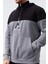 Gri Melanj Erkek Yarım Fermuar Standart Kalıp Kapüşonlu Sweatshirt - 88033 8