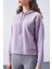 Eflatun Kapüşonlu Yazı Nakışlı Selanik Kadın Oversize Sweatshirt - 97192 8